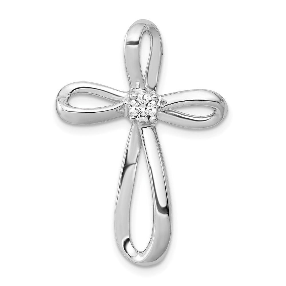 PM5001-016-WA.jpg 14k White Gold 1/6 carat Diamond Cross Omega Slide Pendant - Image 1
