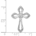 14k White Gold 1/8 carat Diamond Cross Chain Slide - Image 4