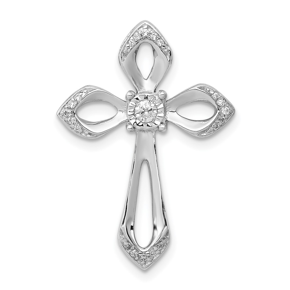 PM5002-013-WA.jpg 14k White Gold 1/8 carat Diamond Cross Chain Slide - Image 1