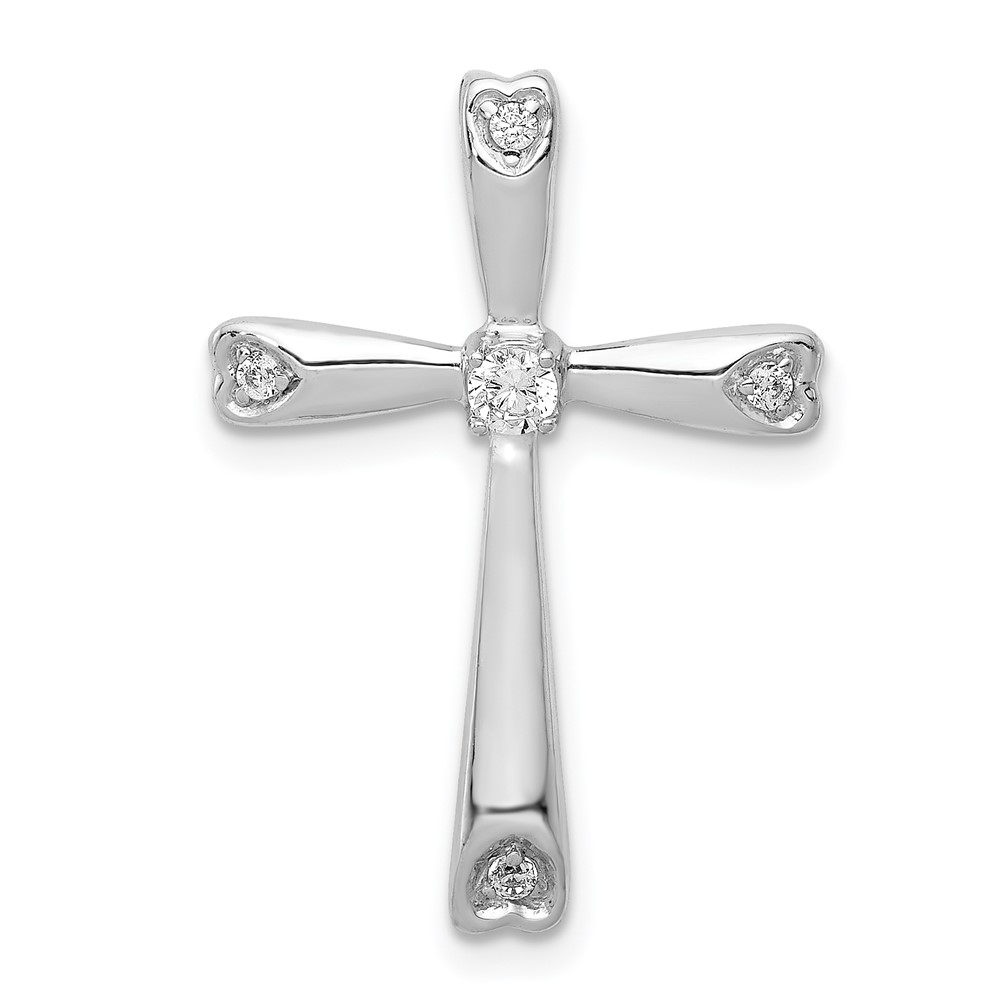 PM5004-010-WA.jpg 14k White Gold 1/10 carat Diamond Cross Chain Slide - Image 1
