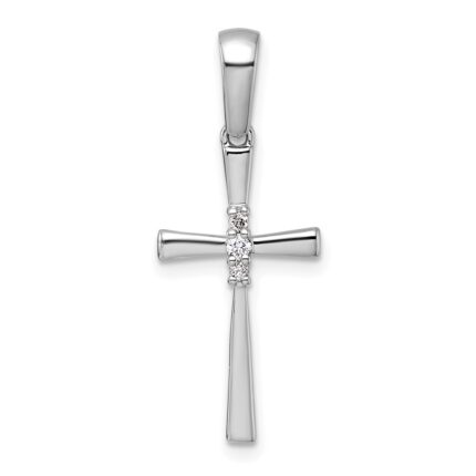 14k White Gold 1/20 carat Diamond Cross Pendant