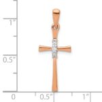 14k Rose Gold 1/20 carat Diamond Cross Pendant - Image 4
