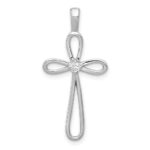 14k White Gold AA Diamond Loop Cross Pendant