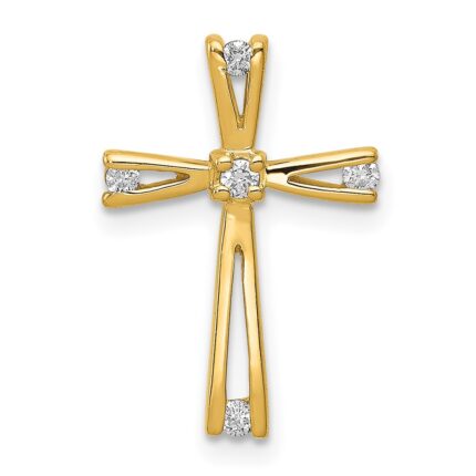 14k 1/15 carat AA Diamond Cross Chain Slide