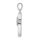 10K White Gold .01ct. Diamond Polished Budded Cross Pendant - Image 2