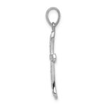 14k White Gold 1/8 carat Diamond Curved Cross Pendant - Image 2