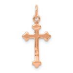 14k Rose Gold Small Diamond Budded Cross Pendant - Image 4