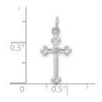 14k White Gold Small Diamond Budded Cross Pendant - Image 3