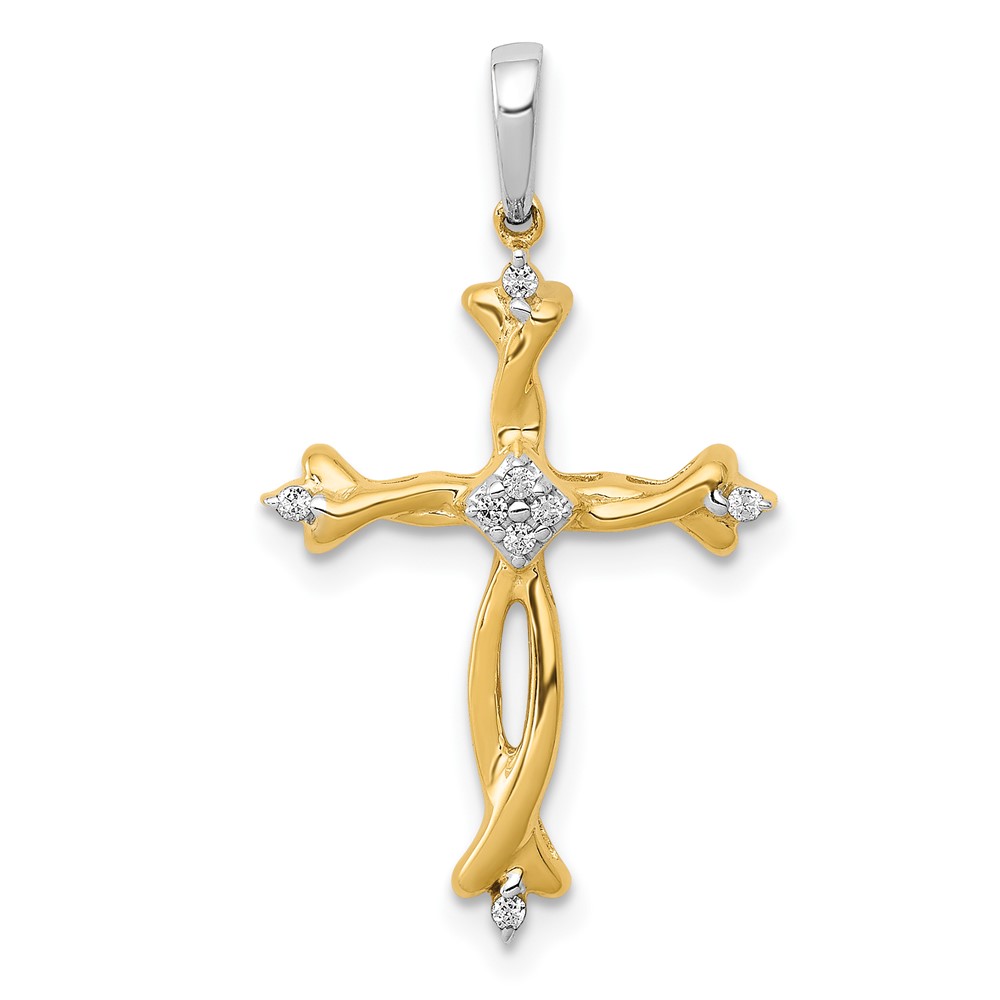PM5044-005-YWA.jpg 14k Two-Tone 1/20 carat Diamond Cross Pendant - Image 1