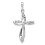14k White Gold 1/10 carat Diamond Cross Pendant - Image 3
