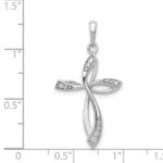 14k White Gold 1/10 carat Diamond Cross Pendant - Image 4