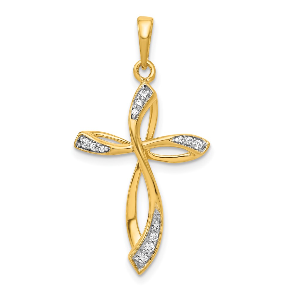 PM5046-010-YA-1.jpg 14k 1/15 carat Lab Grown Diamond VS/SI+ G+ Complete Cross Pendant - Image 1