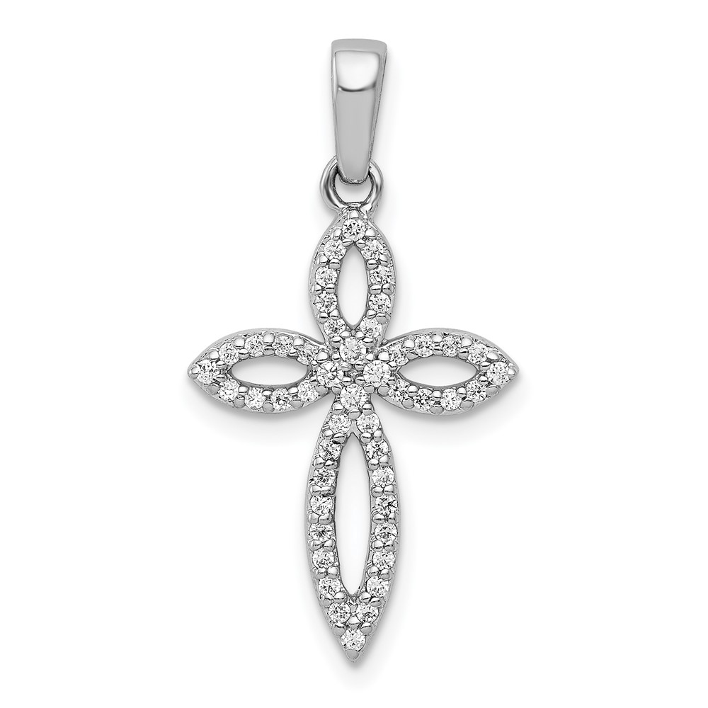 PM5047-020-WA.jpg 14k White Gold 1/5 carat Diamond Cross Pendant - Image 1