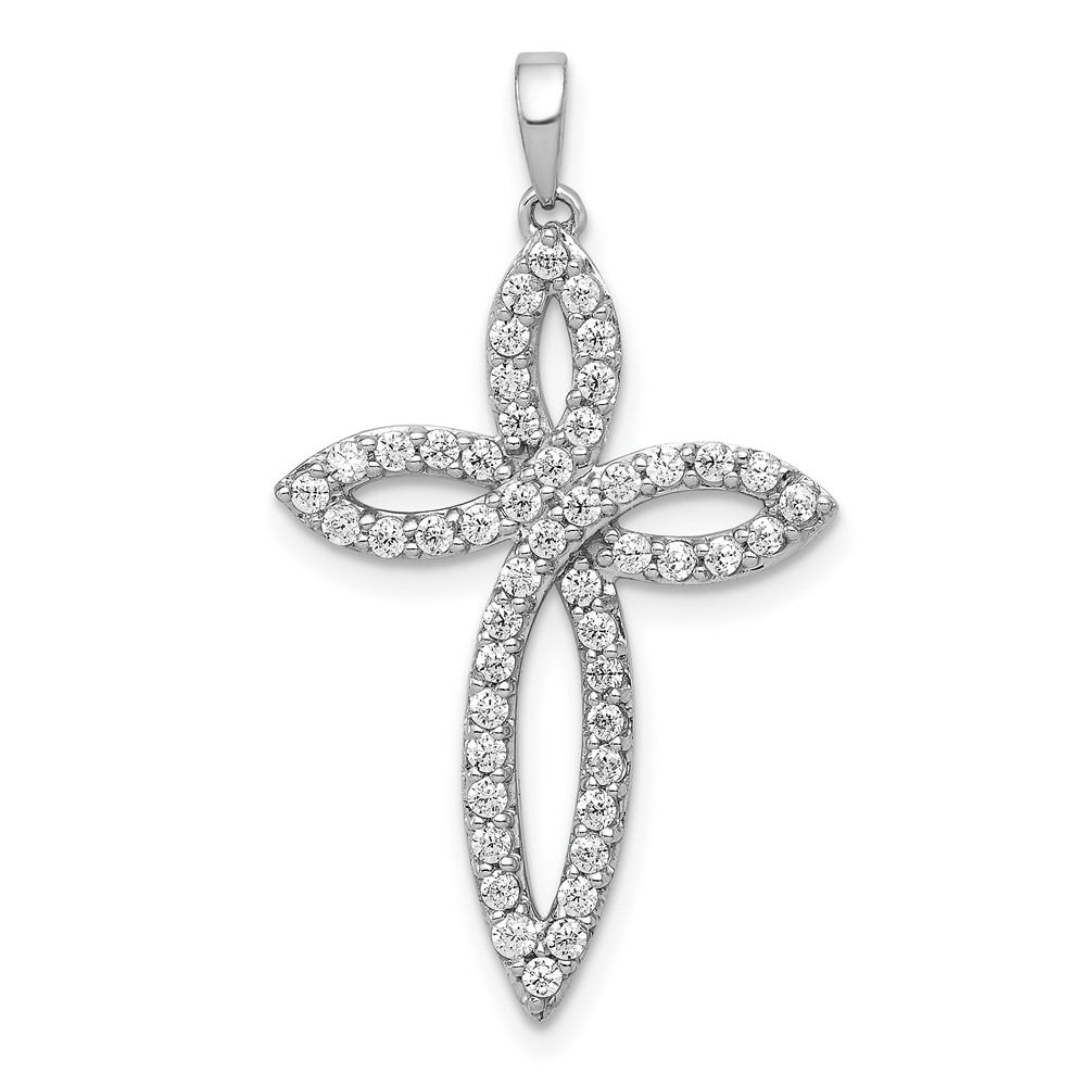 PM5048-050-WA.jpg 14k White Gold 1/2 carat Lab Grown Diamond VS/SI+ G+ Complete Cross Pendant - Image 1