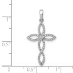14k White Gold 1/4 carat Diamond Cross Pendant - Image 4