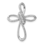 14k White Gold 1/3 carat Diamond Cross Omega Slide