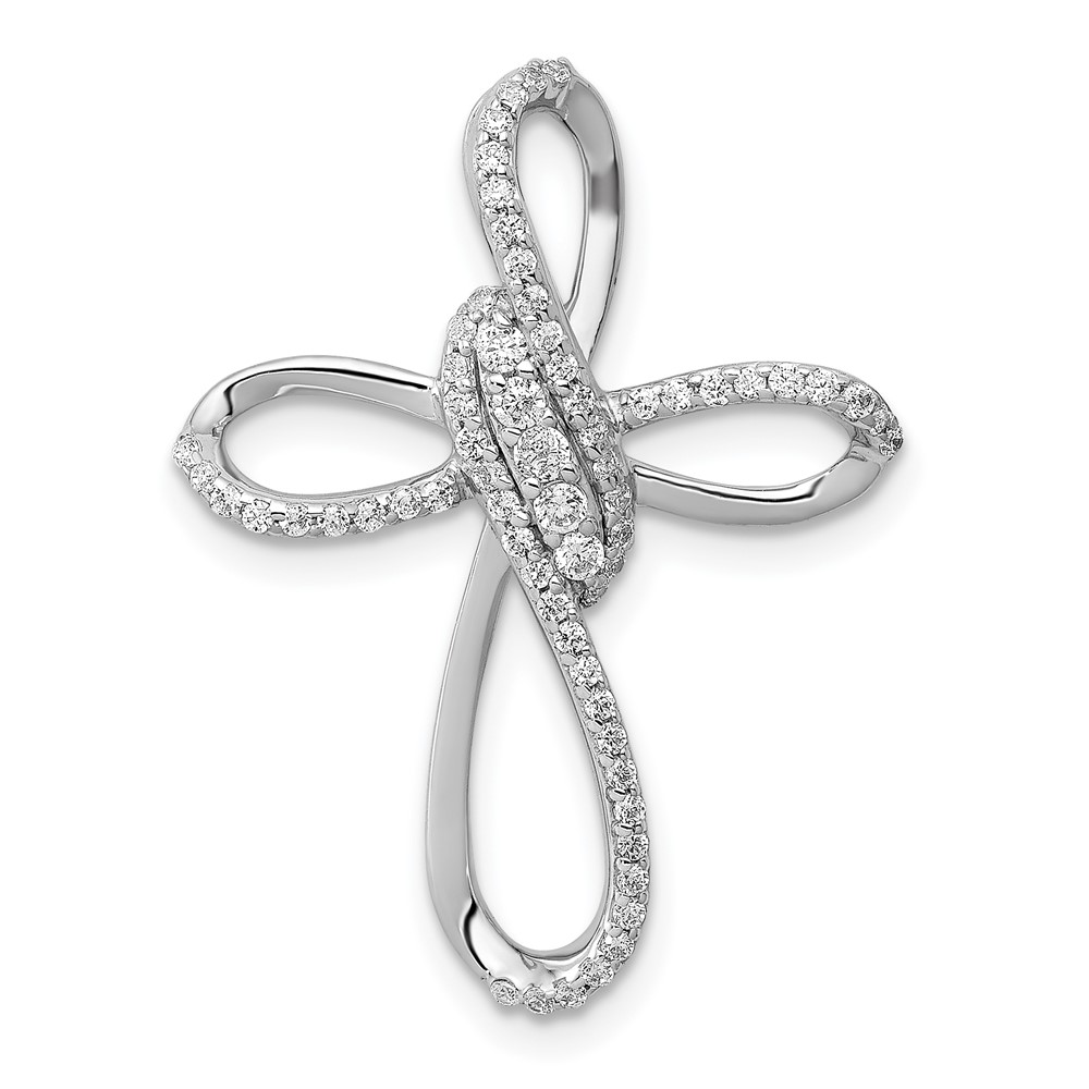 PM5050-033-WA.jpg 14k White Gold 1/3 carat Diamond Cross Omega Slide - Image 1