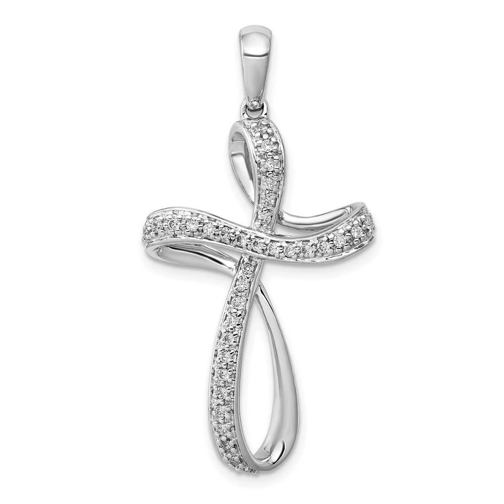 PM5057-020-WA.jpg 14k White Gold 1/5 carat Diamond Cross Pendant - Image 1