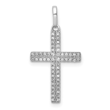 14k White Gold 1/6 carat Diamond Cross Pendant