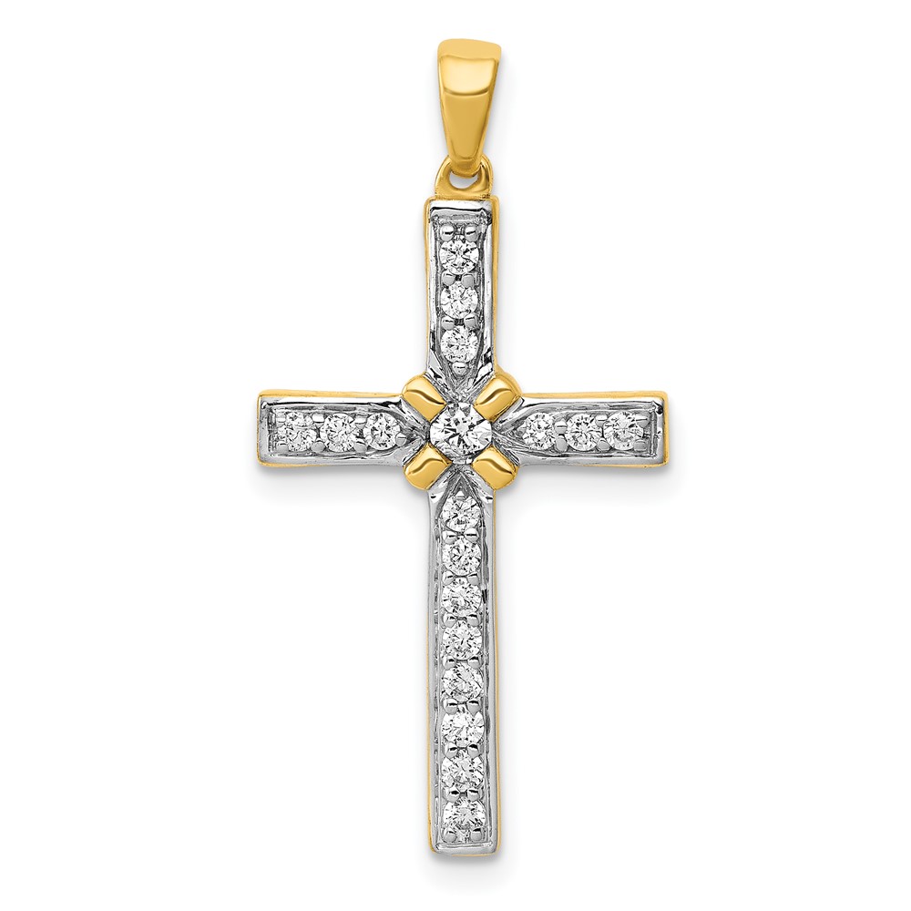 PM5062-033-YA.jpg 14k 1/3 carat Diamond Cross Pendant - Image 1