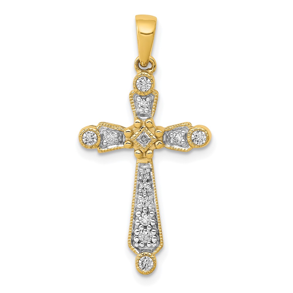 PM5063-020-YA.jpg 14k 1/5 carat Diamond Cross Pendant - Image 1