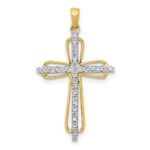 14k and White Rhodium .03 carat Diamond Cross Pendant