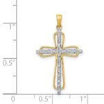 14k and White Rhodium .03 carat Diamond Cross Pendant - Image 4