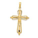 14k and White Rhodium 1/20 carat Diamond Cross Pendant - Image 3