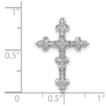 14k White Gold 1/6 carat Diamond Filigree Cross Chain Slide - Image 4