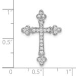 10K White Gold 1/4ct. Diamond Budded Cross Chain Slide - Image 4
