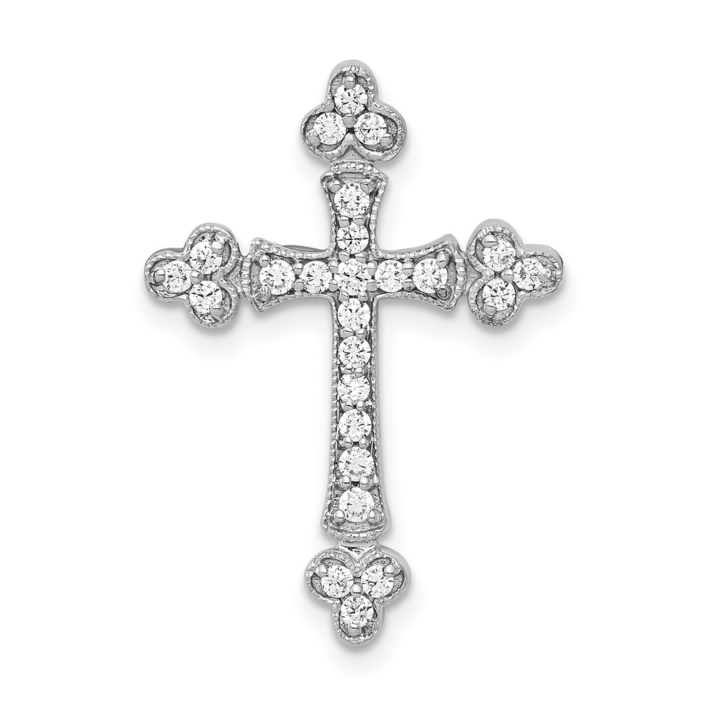 PM5070-025-WA.jpg 14k White Gold 1/4 carat Lab Grown Diamond VS/SI+ G+ Complete Cross Chain Slide Pendant - Image 1