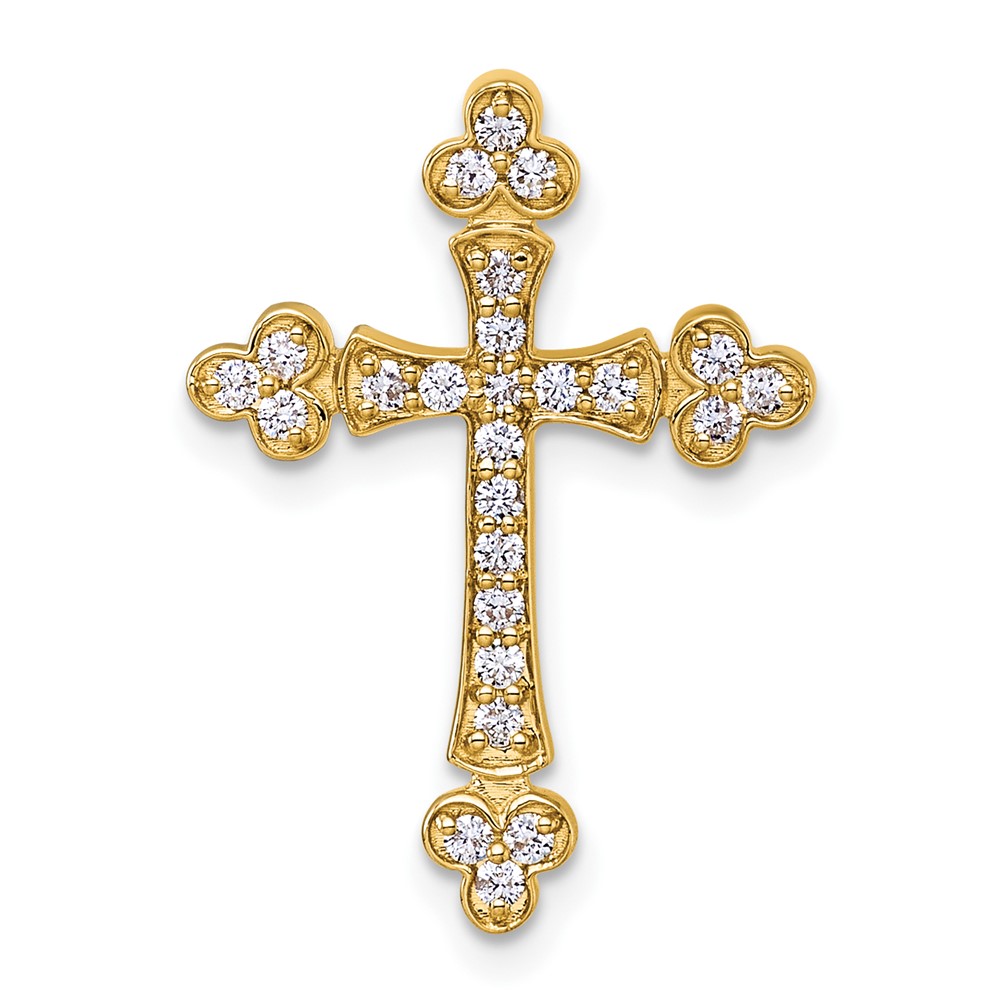 PM5070-033-YA.jpg 14k 1/3 carat Diamond Budded Cross Chain Slide - Image 1