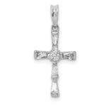 14k White Gold 1/5 carat Diamond Cross Pendant