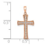 14k Rose Gold 1/10 carat Diamond Cross Pendant - Image 3