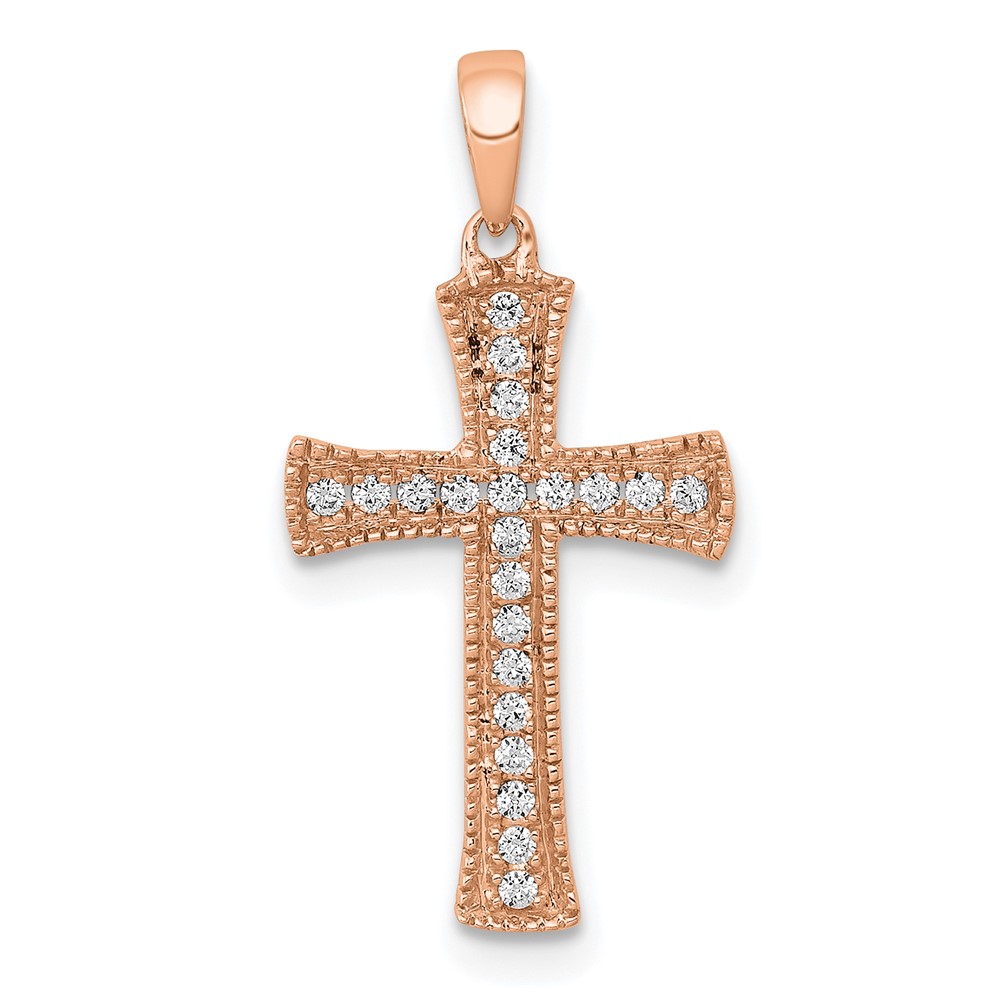 PM5074-010-RA.jpg 14k Rose Gold 1/10 carat Diamond Cross Pendant - Image 1