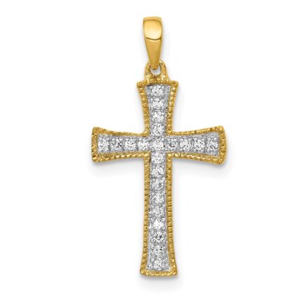 14k  1/10 carat Diamond Cross Pendant