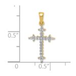 14k and White Rhodium 1/6 carat Diamond Fleur de Lis Cross Pendant - Image 2