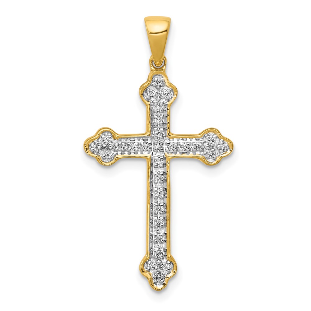 PM5077-010-YA.jpg 14k 1/10 carat Diamond Cross Pendant - Image 1