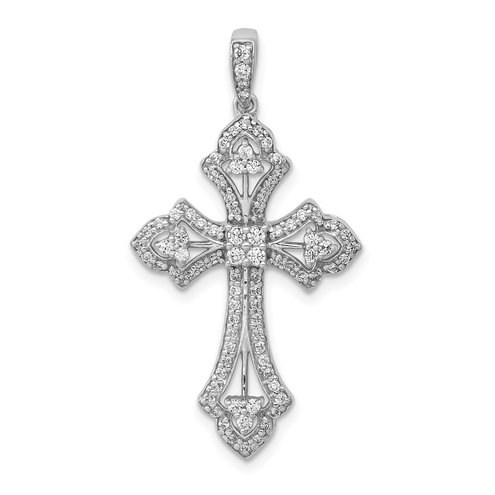 PM5085-050-WA.jpg 14k White Gold 1/2 carat Diamond Fancy Cross Pendant - Image 1