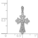 14k White Gold 1/10 carat Diamond Fancy Cross Pendant - Image 4