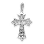 10K White Gold 1/6ct. Diamond Fleur de Lis Cross Pendant - Image 3