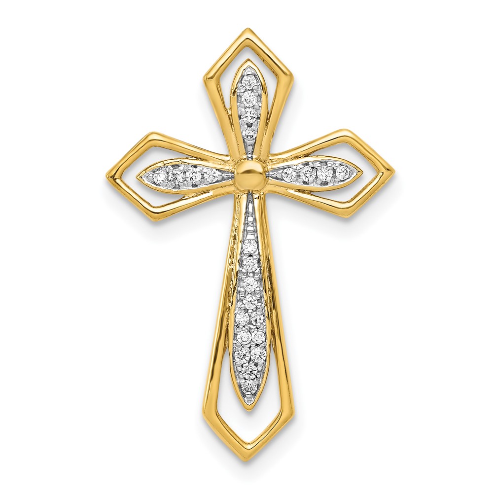 PM5089-008-YA.jpg 14k 1/15 carat Diamond Cross Chain Slide - Image 1