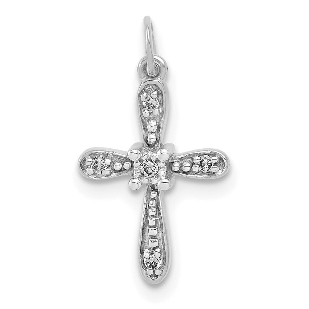 PM5091-003-1WA.jpg 10K White Gold .03ct. Diamond Cross Charm - Image 1