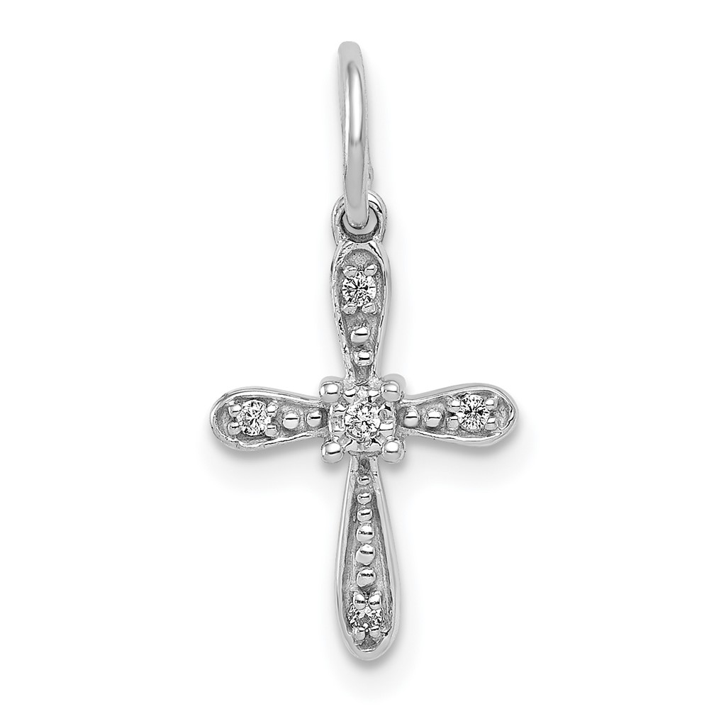 PM5091-003-WA.jpg 14k White Gold .03 carat Diamond Cross Charm - Image 1