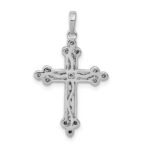 14k White Gold 1/10 carat Diamond Filigree Budded Cross Pendant - Image 3