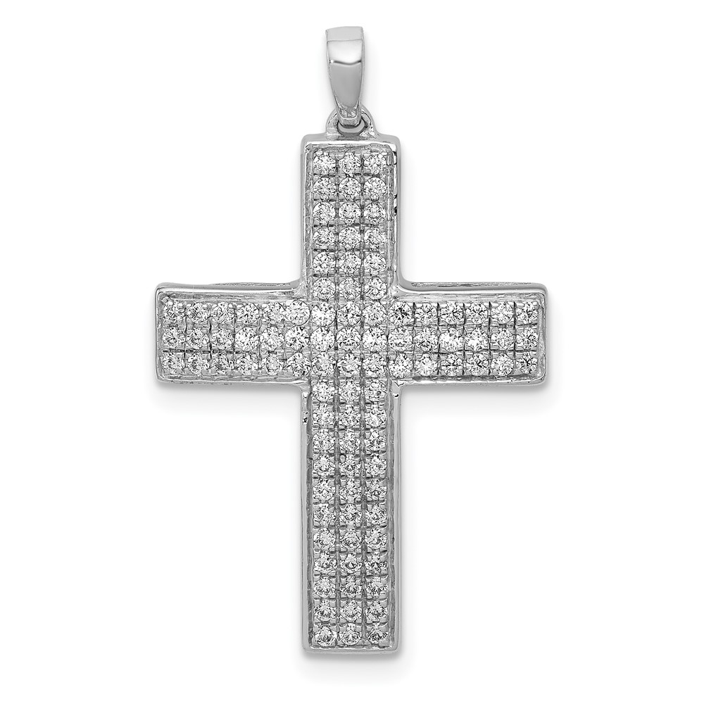PM5098-050-WA.jpg 14k White Gold 1/2 carat Lab Grown Diamond VS/SI+ G+ Complete Latin Cross Pendant - Image 1
