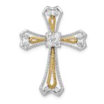 14k Two-Tone 1/3 carat Diamond Cross Chain Slide