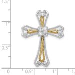 14k Two-Tone 1/3 carat Diamond Cross Chain Slide - Image 4