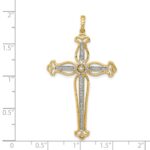 14k 1/4 carat Diamond Fancy Budded Cross Pendant - Image 4