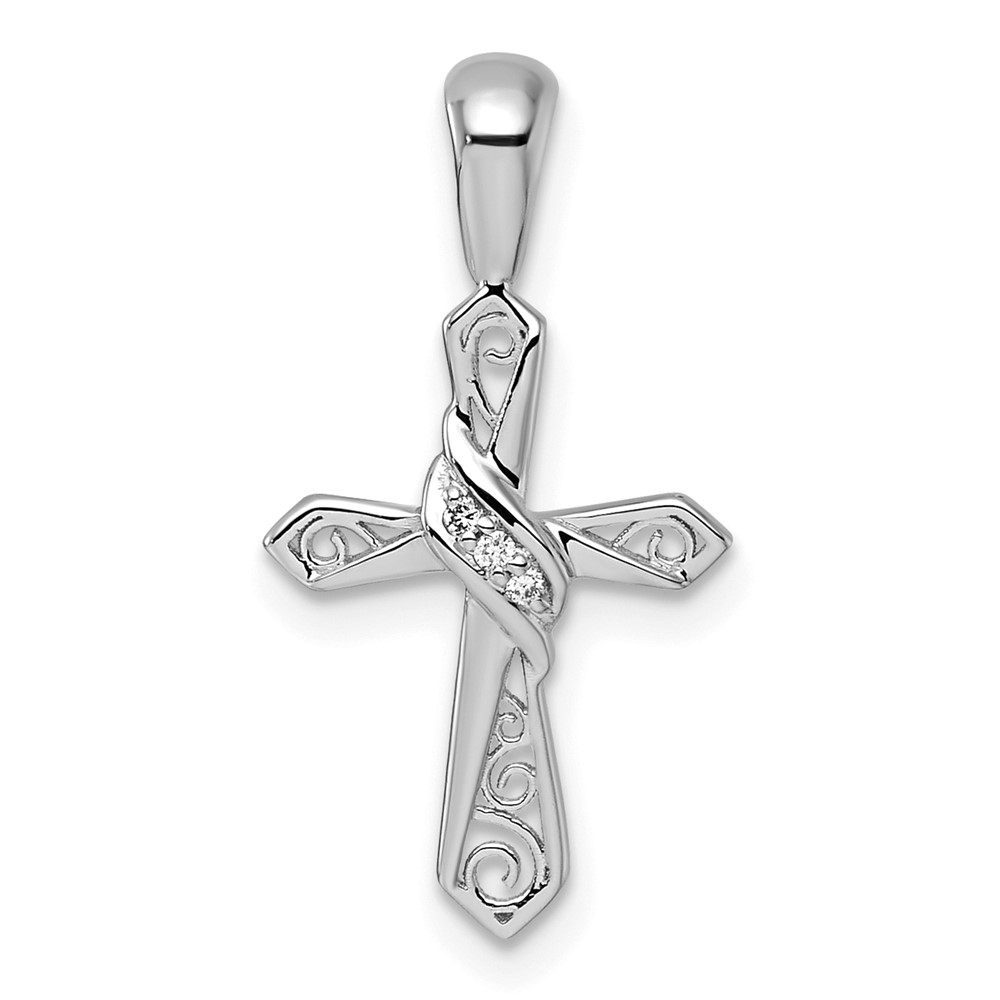 PM5108-002-WAA.jpg 14k White Gold Diamond Cross Pendant - Image 1